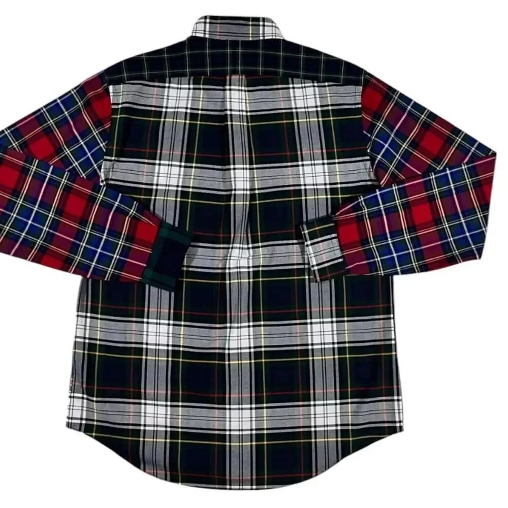 Ralph Lauren Mixed Plaid Holiday Multi Button Front Shirt XL NWT Preppy Office